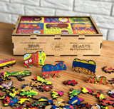 "Beasts by Prymachenko" wooden shaped puzzle