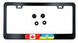 Ukrainian Flag Black Metal Car auto License Plate Frame Dome Insert