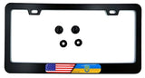 Ukrainian Flag Black Metal Car auto License Plate Frame Dome Insert