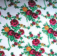 White Floral Fabric 1/2 yard