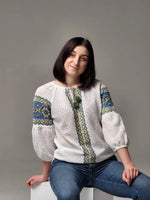 Blue and Yellow Knit Sweater in traditional design