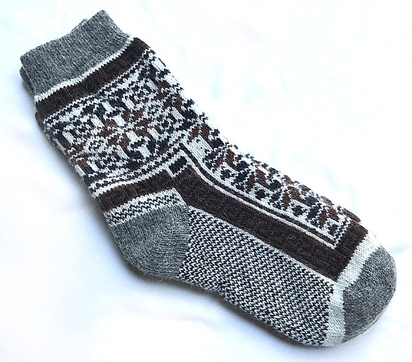 Intricate Black - Brown Geometric Mens Wool Socks