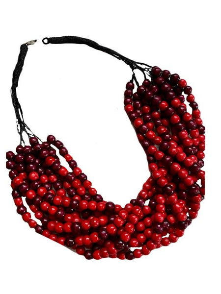 Necklace: Korali in red and black "Lady"