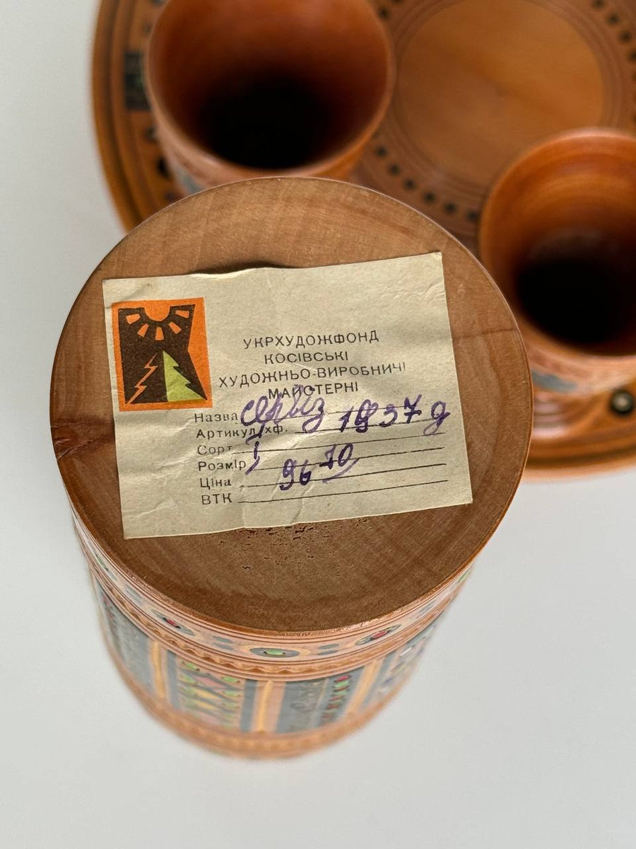 Decorative Wooden Bottle with inlay Set with 6 glasses Yevshan