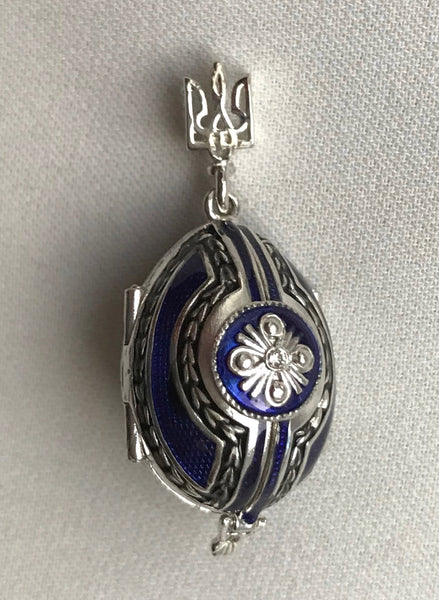 Blue Locket with Icon and Angels inside