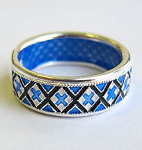 Blue Embroidery Sterling Silver Ring