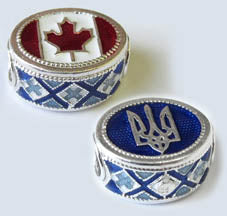 Sterling Silver Ukraine/Canada bead (blue)