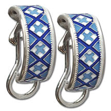 Small Crescent Earrings - Blue