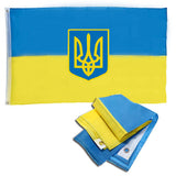 Ukrainian Flag with Trident-Tryzub 3x5 ft.