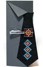 Black Embroidered Tie Clip