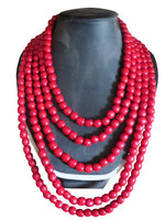 Red Necklace "5 strands”