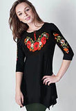 Ladies Poppy Blossom embroidered tunic