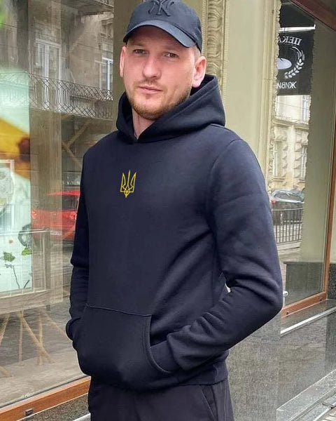 Hoodie with a trident (black)