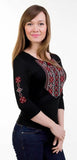 Merezhka 3/4 Sleeve Red/Silver Black T