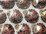 Vintage Ukrainian Ornaments - Glass Christmas Balls, Set of 12
