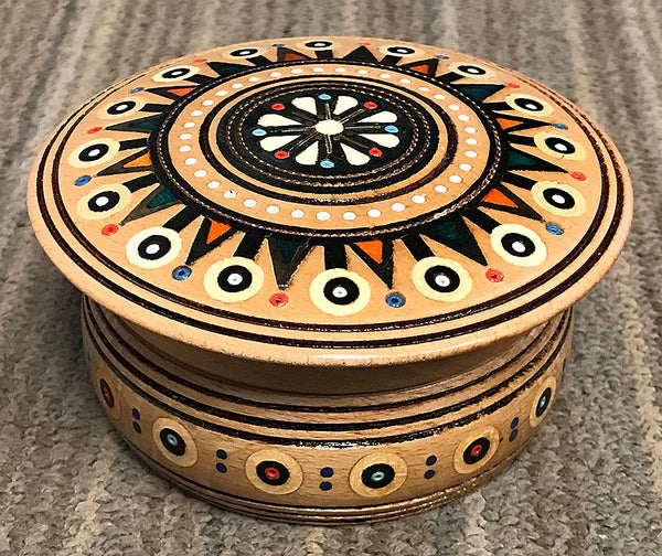 Inlaid Wooden Tryzub Box (Handmade) 3.75 in