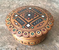 Inlaid Round Wooden Box