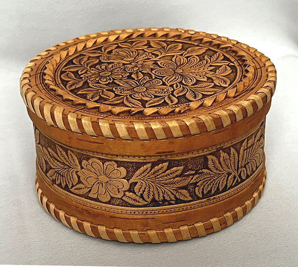 Floral Medley: Round Birchbark Box