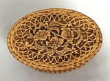 Three Lillies: Carved and embossed Oval Birchbark Box