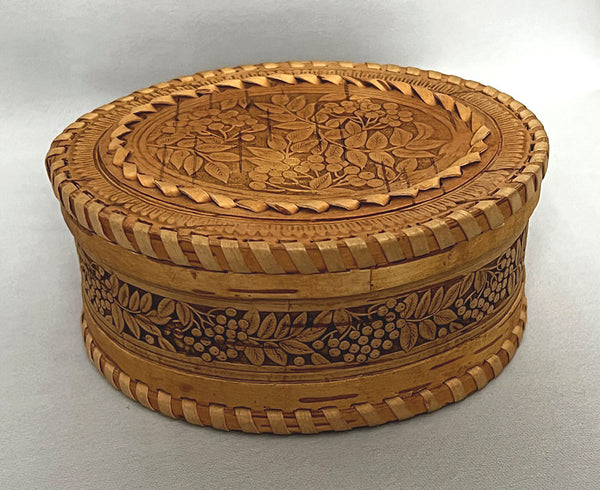Horobyna: Carved and Embossed Oval Birchbark Box