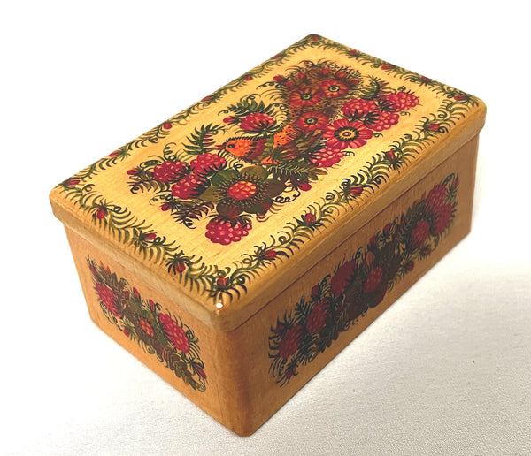 Painted Petrykivka Wooden Box