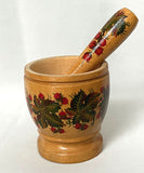 Painted Petrykivka Wooden Mortar and Pestle