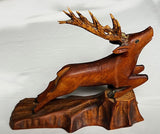 Wooden Stag Carved Sculpture