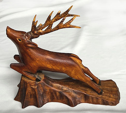 Wooden Stag Carved Sculpture