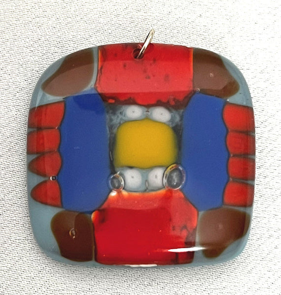 Colorful Square Design Glass Pendant