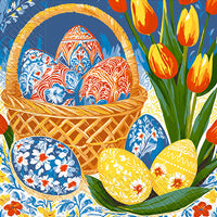 Pysanky and Tulpis Easter Napkins 13"x13"