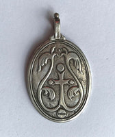 Virgin Mary Oval Pendant - silver
