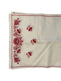 Embroidered Linen Runner Towel with Red Folk Pattern