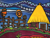 July - Silk art: Village House