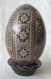 Finely Detailed Wooden Painted Egg with stand, Goose size