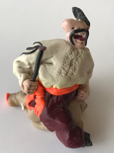 Kozak Sitting on Pig, Whimsical Figurine