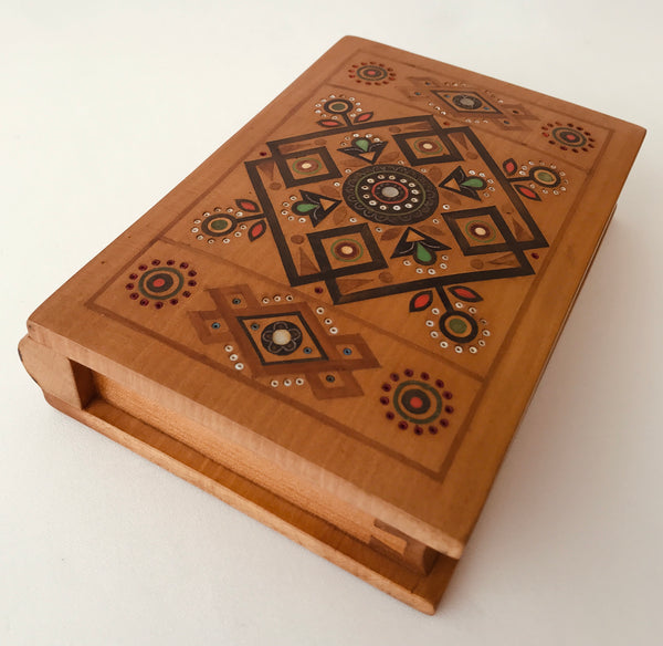 Small Carved Wooden Box with inlay