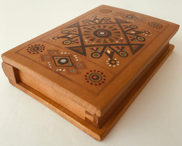 Small Carved Wooden Box with inlay