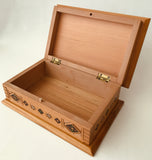 Small Carved Wood Box with inlay