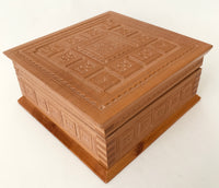 Square Carved Wooden Box