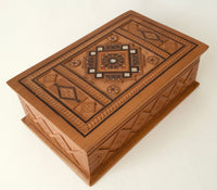 Small Carved Wood Box with inlay