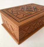 Small Carved Wood Box with inlay