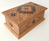 Small Carved Wooden Box with inlay