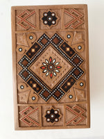 Small Carved Wooden Box with inlay