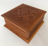 Square Carved Wooden Box