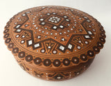 Large Round Wooden Box with inlay