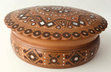 Large Round Wooden Box with inlay