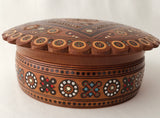 Medium Round Wooden Box with inlay