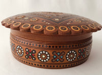 Large Round Wooden Box with inlay