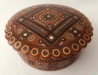 Medium Round Wooden Box with inlay