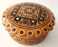 Small Round Wooden Box with inlay